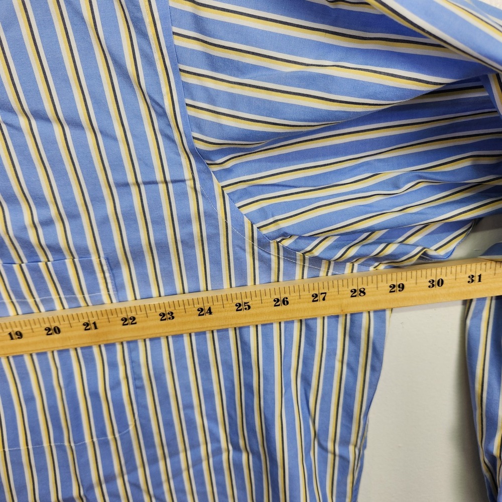 Lanesboro Shirt Mens 2XL Blue Yellow Striped Button Down Non Iron Cotton‎ Dress - Picture 6 of 9